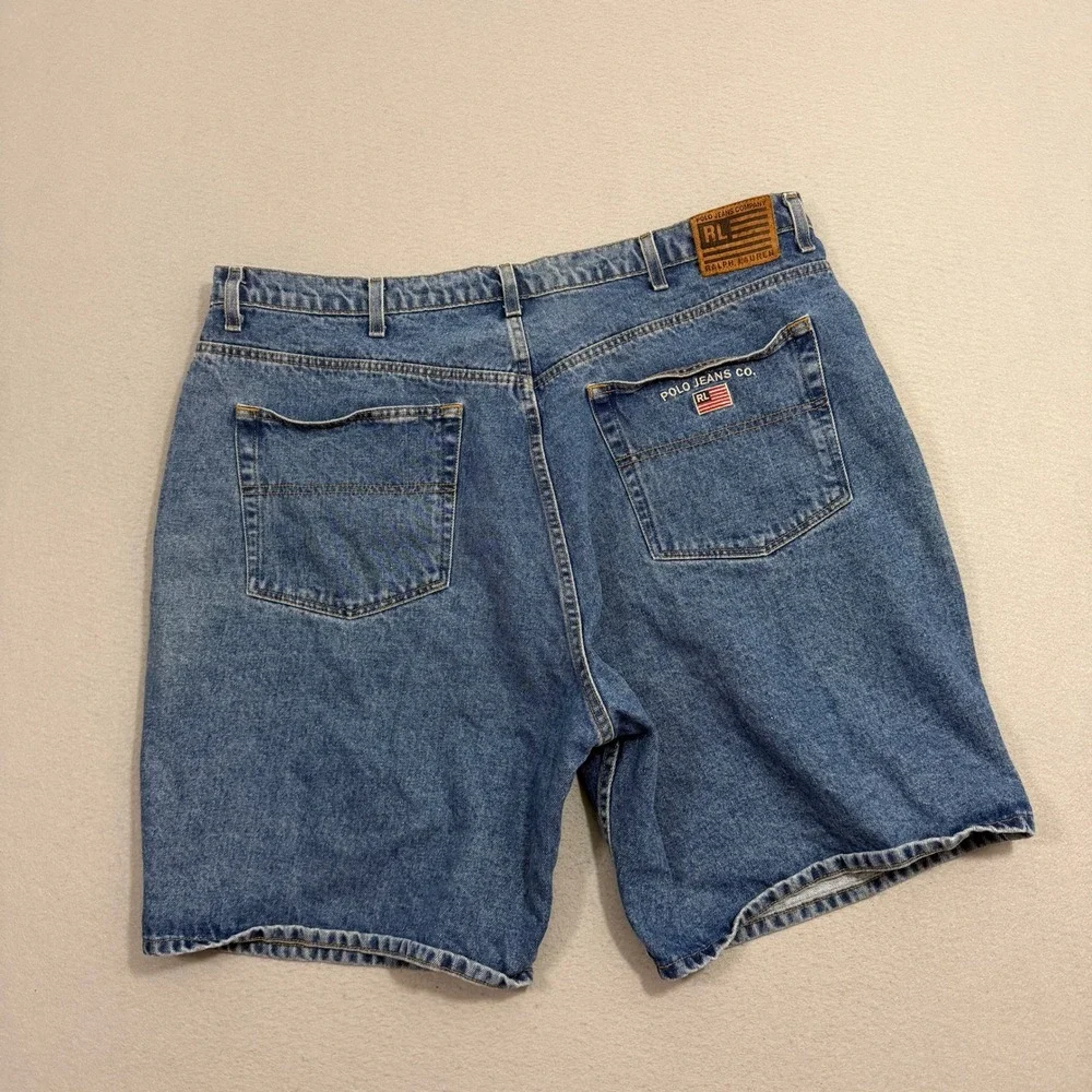 Vintage Polo Jeans Co Ralph Lauren Shorts Men's 42 Blue USA Flag Embroidered y2k